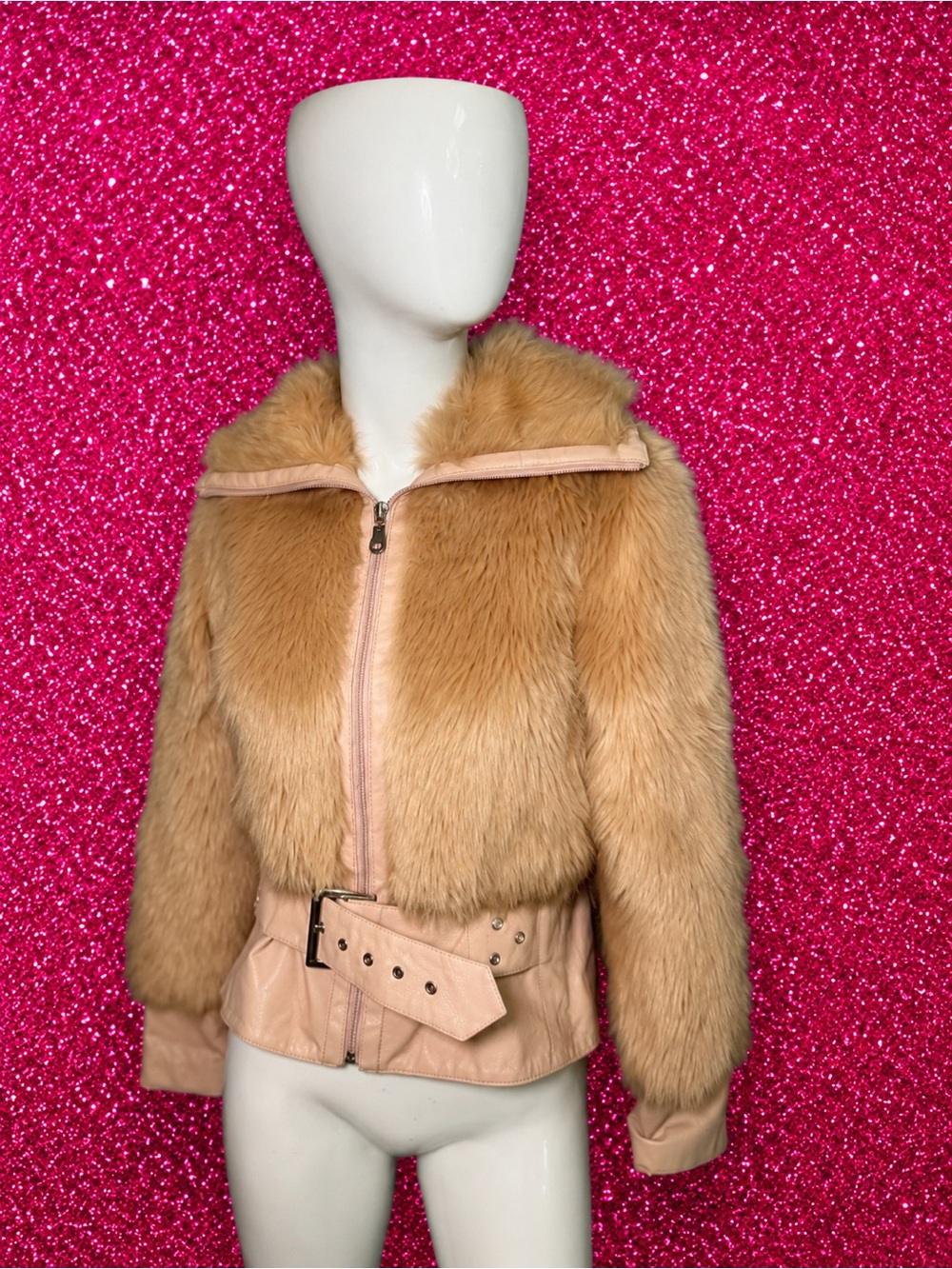 Aldo Faux Fur Leather Pink|Peach Jacket